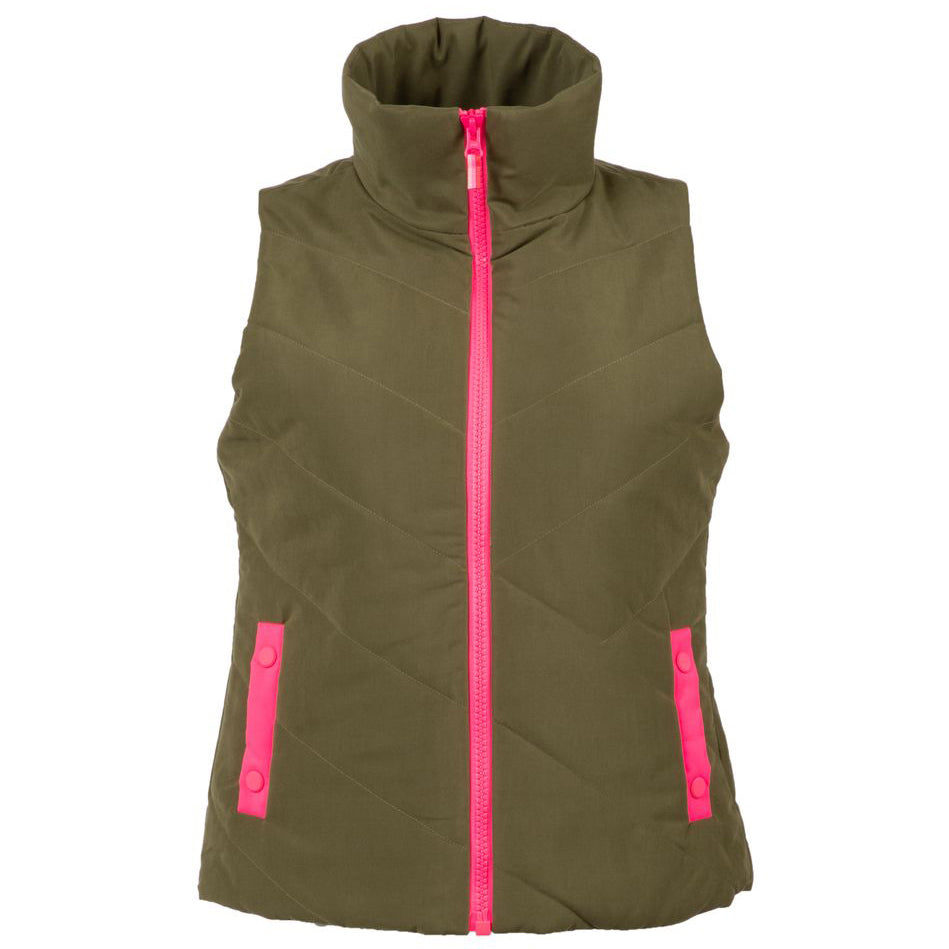 Olive Green Twilight Women's golf Vest with Pink Zipper