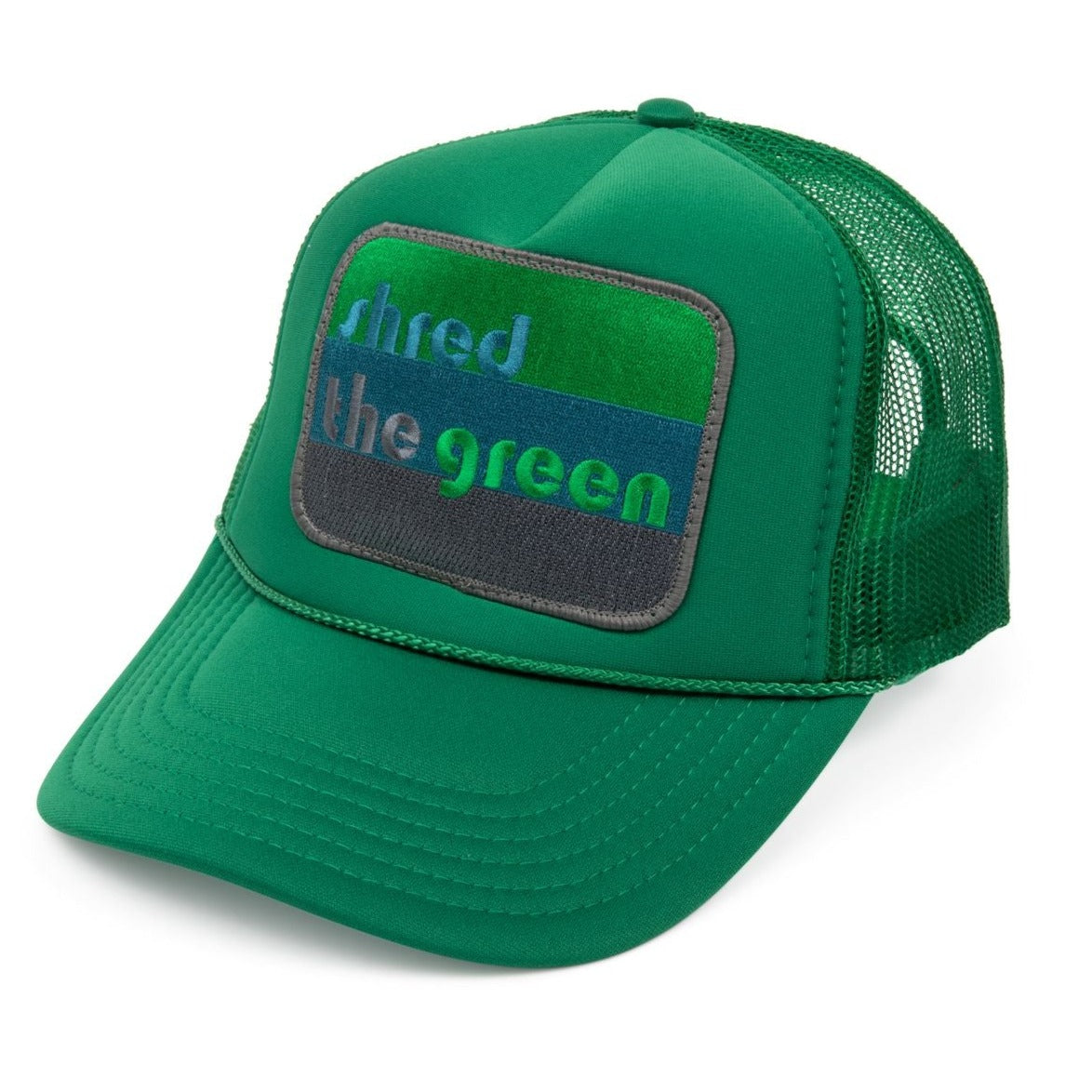 Green shred the green golf trucker hat