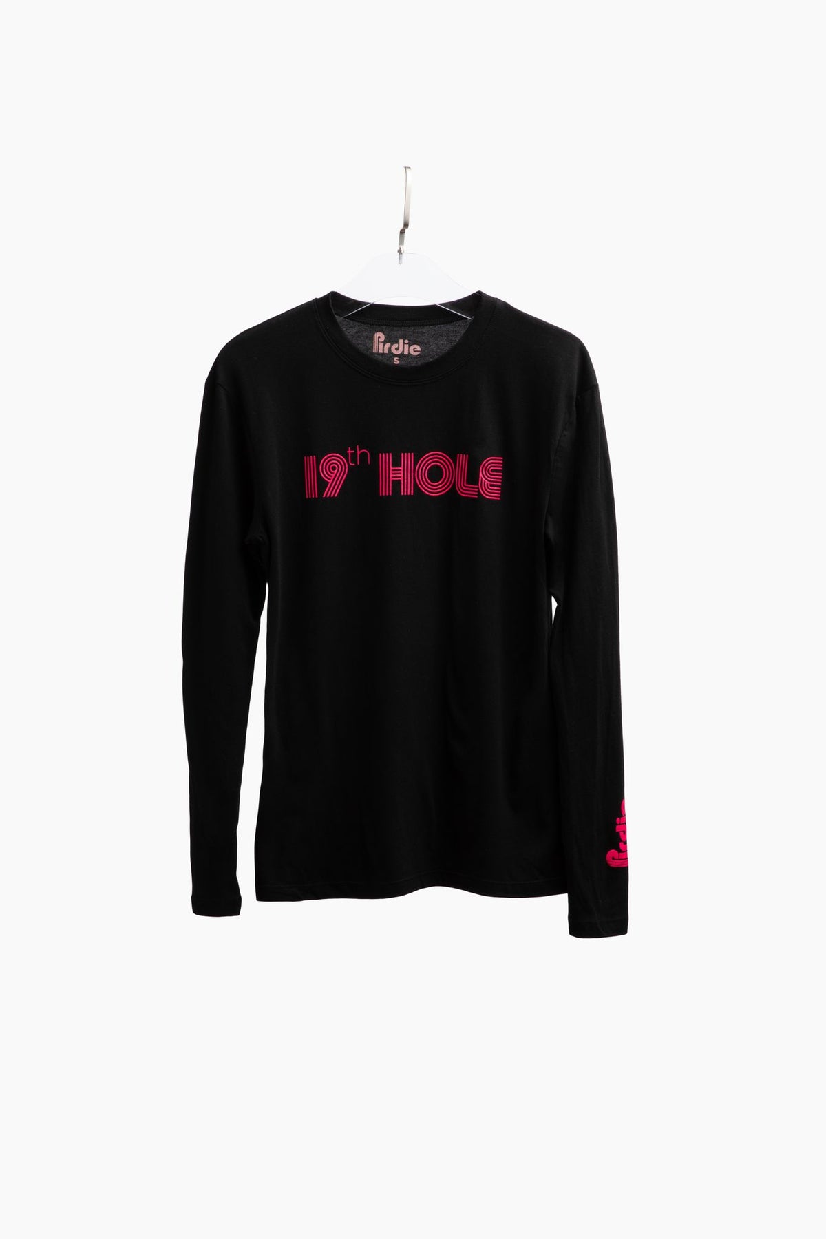 Black 19th hole long sleeve golf t-shirt.
